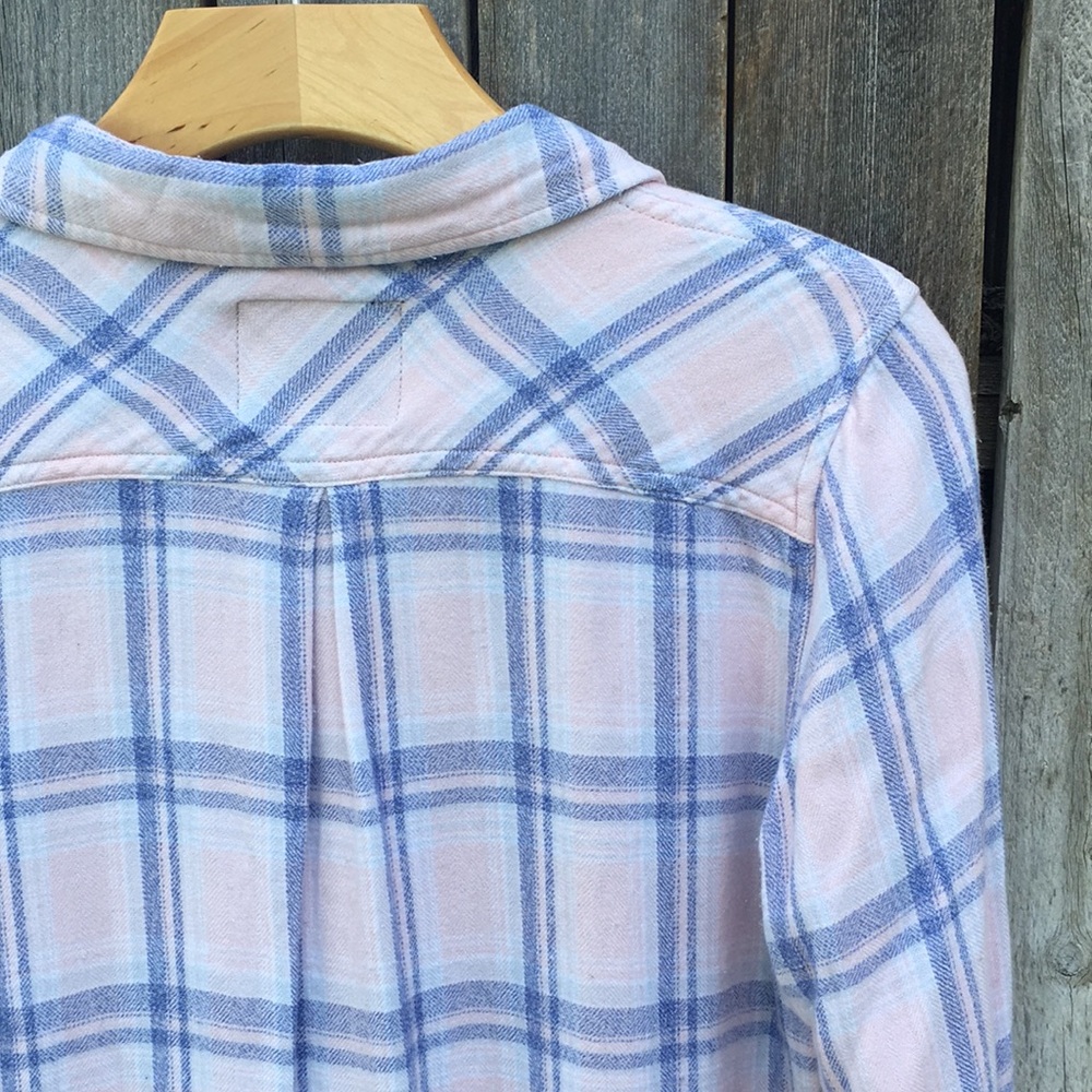 Rails Hunter Plaid Flannel Shirt Rayon Pink Blue S - Picture 11 of 16